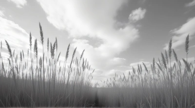 Tall Grass Swaying With Textured Vapor Sky