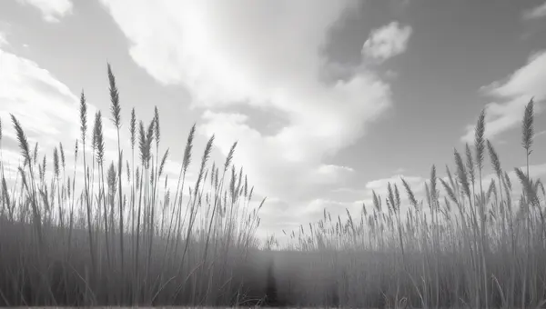 Tall Grass Swaying With Textured Vapor Sky