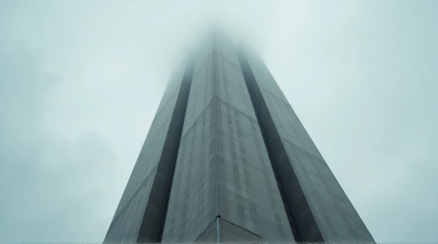 Tall Gray Tower With Vertical Lines And Texture