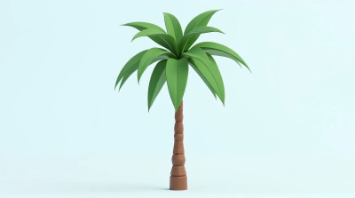 Tall Green Palm Plant Against Clear Sky