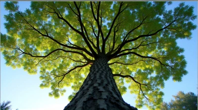 Tall Leafy Tree From Ground Perspective