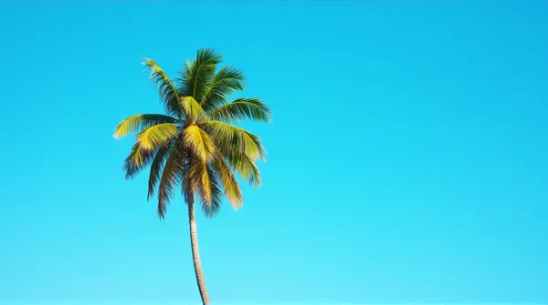 Tall Palm Tree With Lush Fronds And Open Sky