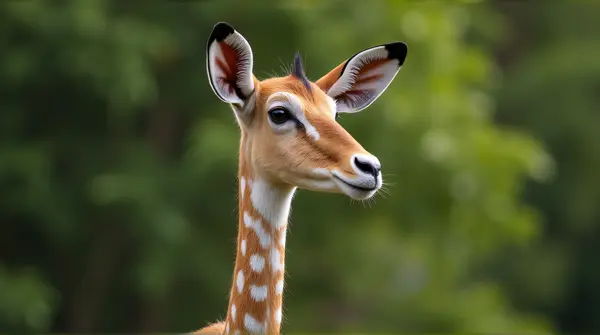 Tall Spotted Ruminant With Long Neck Close-Up