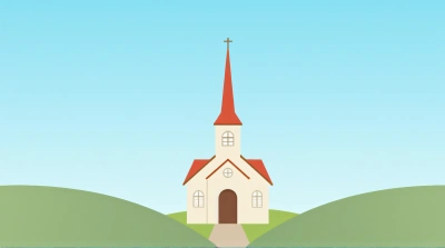 Tall Steeple Over Pale Building Under Clear Sky