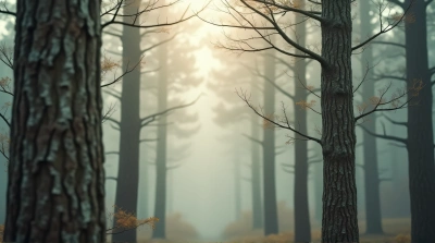 Tall Tree Trunks With Bark Texture And Soft Light
