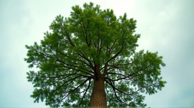 Tall Tree Upward Perspective With Leaf Patterns