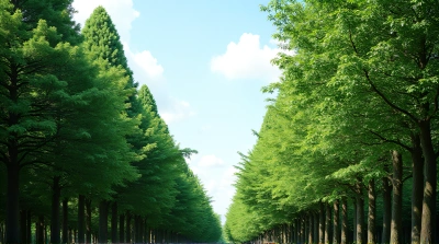 Tall Trees Under Bright Blue Sky