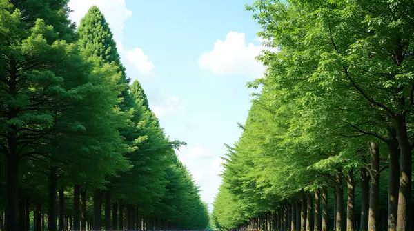 Tall Trees Under Bright Blue Sky