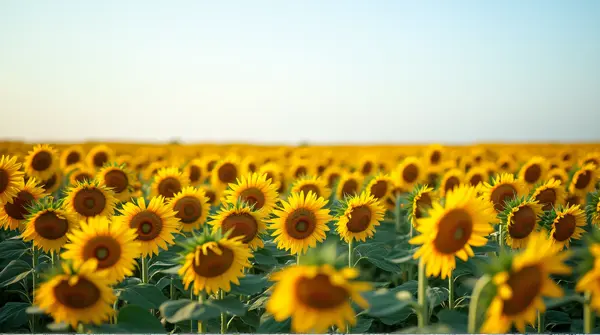 Tall Yellow Sunflowers Under Clear Blue Sky