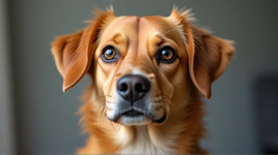 Tan Dog Portrait With Expressive Eyes
