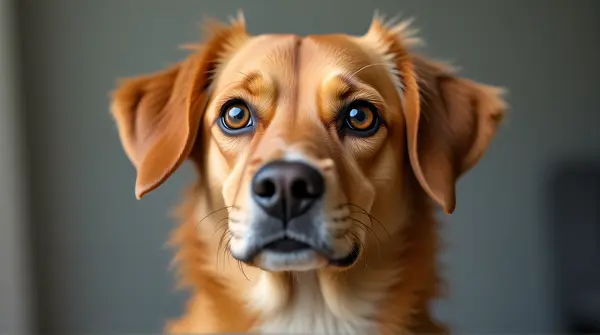 Tan Dog Portrait With Expressive Eyes