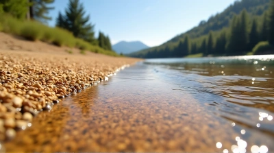 Tan Granules Beside Flowing Stream Texture