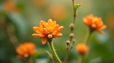 Tangerine Blossoms On Slender Green Stems