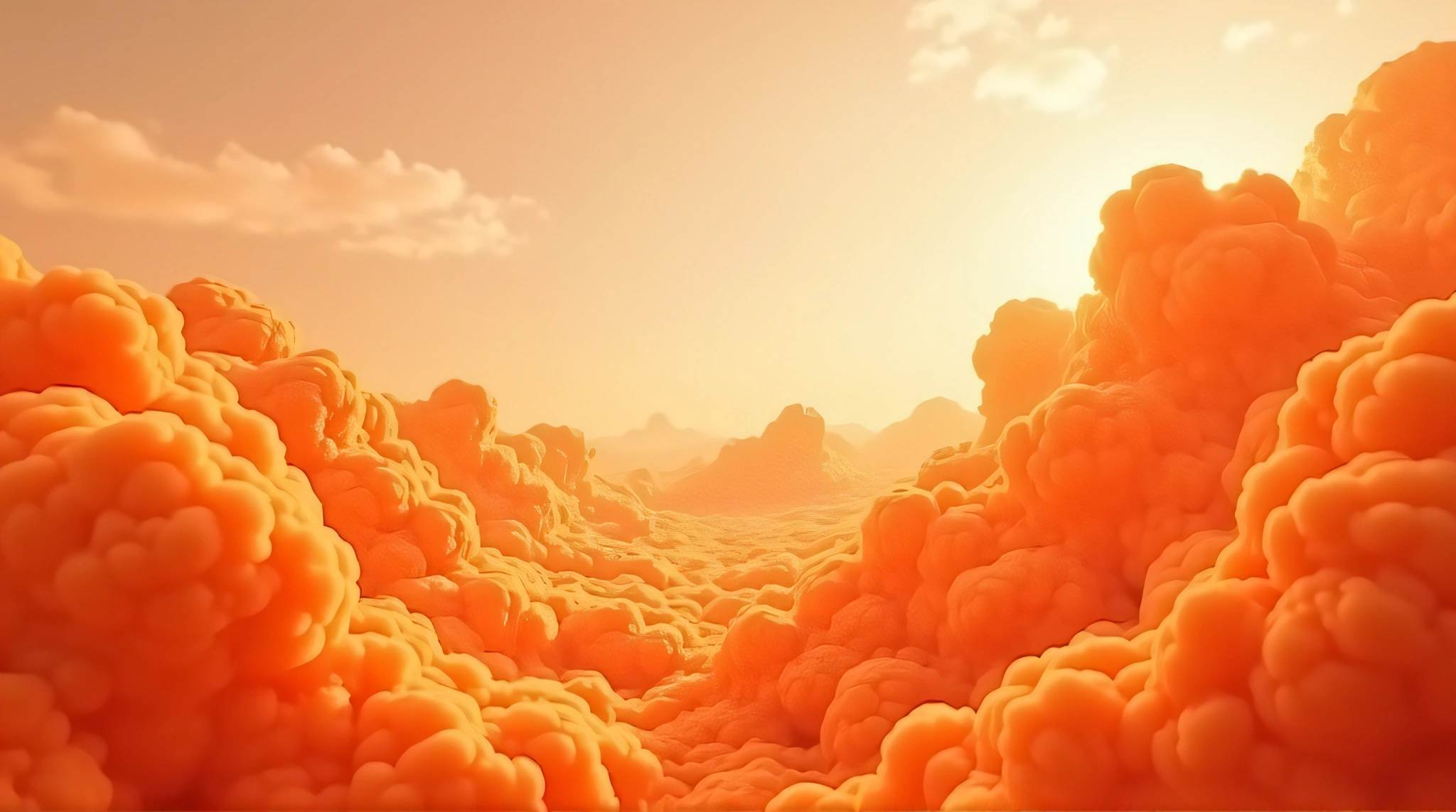 Tangerine Sky Billowing Cloud Formations