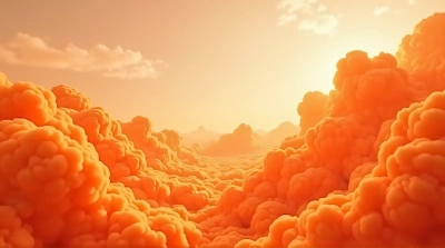 Tangerine Sky Billowing Cloud Formations