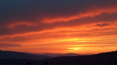 Tangerine Twilight Sky Over Rolling Hills