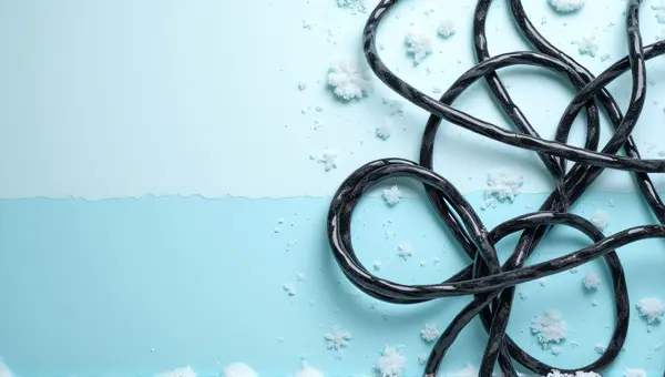 Tangled Glossy Wires Over Pale Cerulean Surface