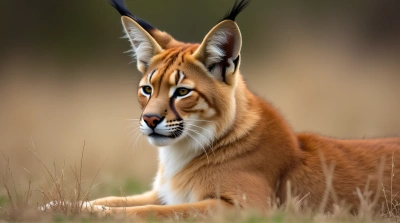 Tawny Cat Resting On Dry Grass Texture