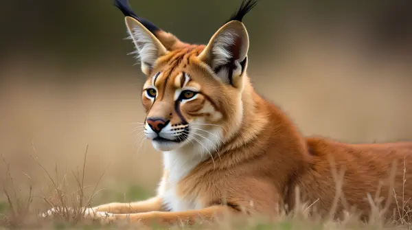 Tawny Cat Resting On Dry Grass Texture
