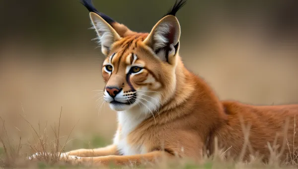 Tawny Cat Resting On Dry Grass Texture