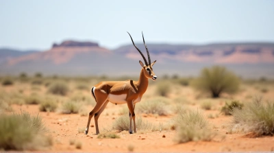 Tawny Gazelle Standing Alert On Sunny Plain