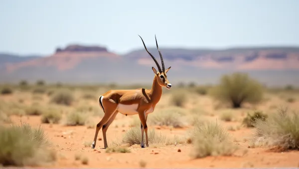 Tawny Gazelle Standing Alert On Sunny Plain