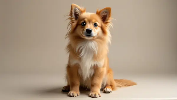 Tawny Long-Haired Canine Portrait Sitting Attentively