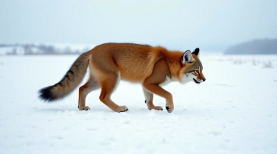 Tawny Mammal Walking On Frosted Ground