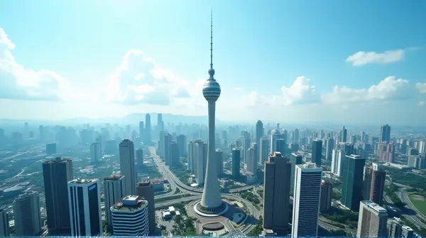 Telecommunications Mast Over Malaysian Metropolis