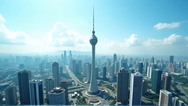 Telecommunications Mast Over Malaysian Metropolis