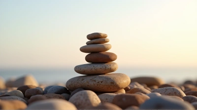 Textured Brown Stones Stacked Against Clear Sky