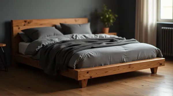 Timber Bed Frame With Natural Grain Detail