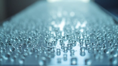 Tiny Beads Scattered On Clear Panel Closeup