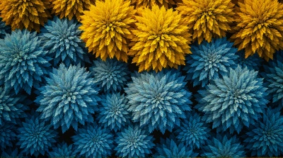 Top-Down Blue Yellow Foliage Contrast