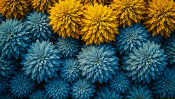 Top-Down Blue Yellow Foliage Contrast