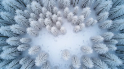 Top-Down Frosted Woodland With Winding Paths