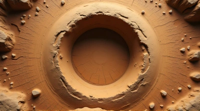 Top-Down View Of Brown Ring On Cracked Earth