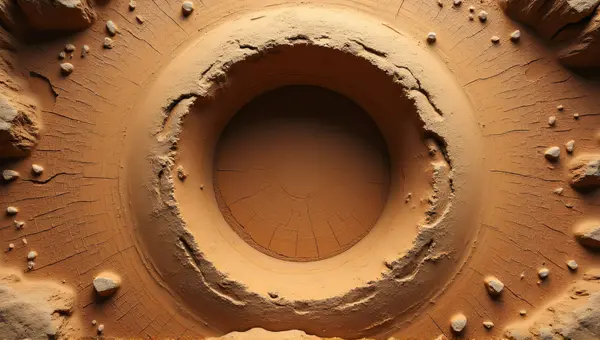 Top-Down View Of Brown Ring On Cracked Earth