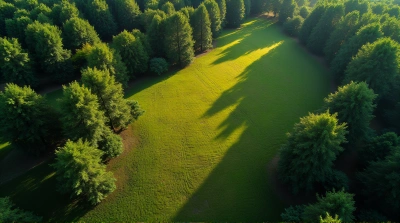 Top-Down View Of Trees And Grassy Clearings