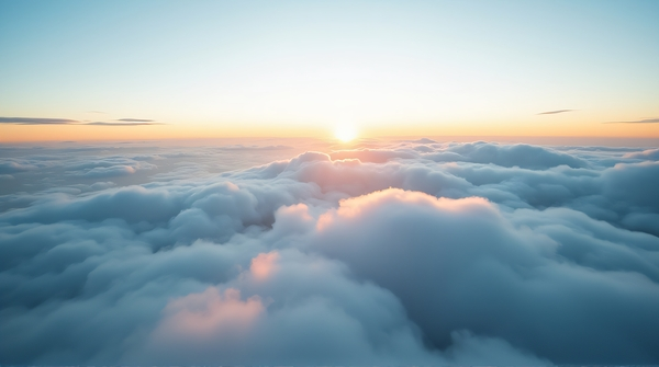 Top-down perspective showing layered vapor formations with complex light and shadow across the horizon.