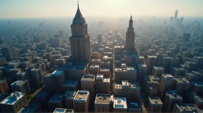 Top View Of Tall Buildings With Varied Roofs