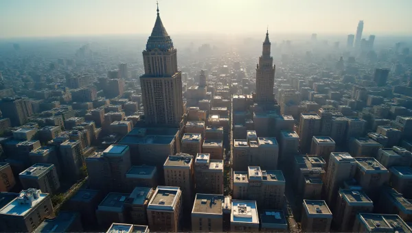 Top View Of Tall Buildings With Varied Roofs