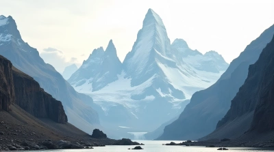Towering Frost-Capped Summits Under Pale Sky