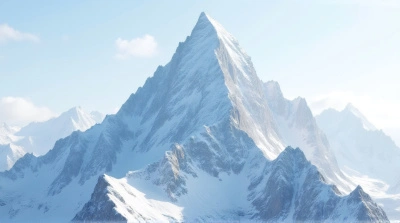Towering Frosted Summit Under Clear Blue Sky