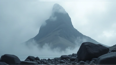 Towering Peak Covered in Thick Swirling Vapor