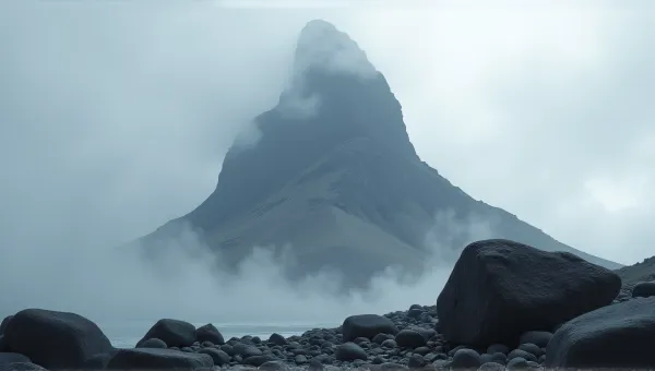 Towering Peak Covered in Thick Swirling Vapor