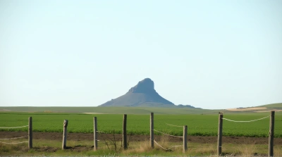 Towering Peak Over Cultivated Field Landscape