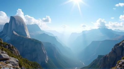 Towering Peaks Panorama With Expansive Horizon View