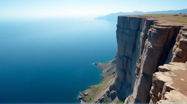 Towering Precipice With Expansive Blue Horizon