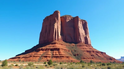 Towering Rock Formation With Rugged Vertical Layers